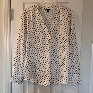Ann Taylor White and Red Heart Blouse
